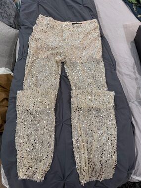 AKIRA Beige High-Waist Trousers